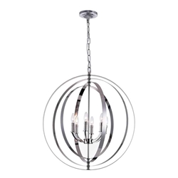 30" 6 Light Up Chandelier with Chrome finish