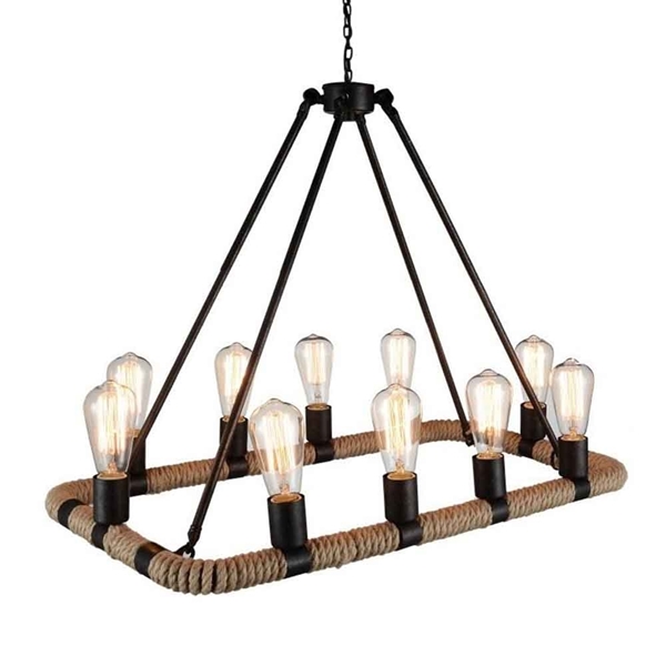 Picture of 32" 10 Light Up Chandelier with Brown finish
