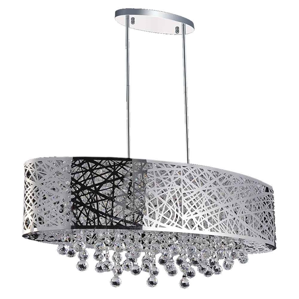 Picture of 32" 8 Light Drum Shade Chandelier with Chrome finish