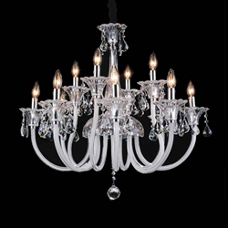 33" 12 Light Up Chandelier with Chrome finish