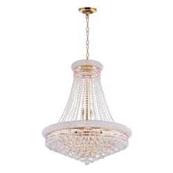 33" 18 Light Down Chandelier with Gold finish