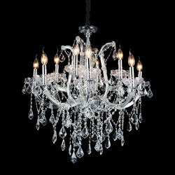 34" 12 Light Up Chandelier with Chrome finish