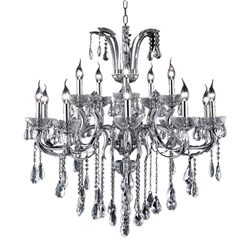 35" 15 Light Up Chandelier with Chrome finish