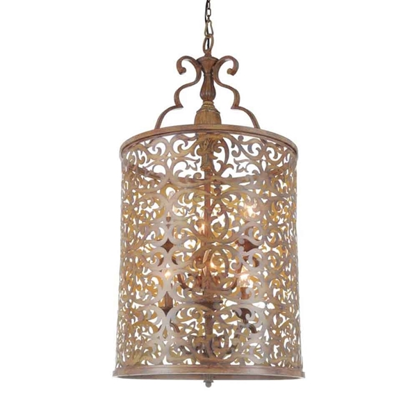 Picture of 35" 6 Light Drum Shade Chandelier with Brushed Chocolate finish