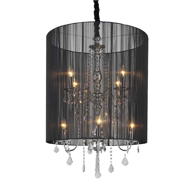 Picture of 35" 8 Light Drum Shade Chandelier with Chrome finish