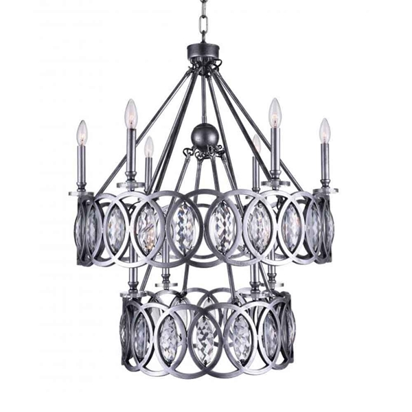 Picture of 36" 10 Light Candle Chandelier with Gun Metal finish