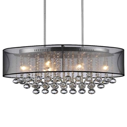 36" 9 Light Drum Shade Chandelier with Chrome finish