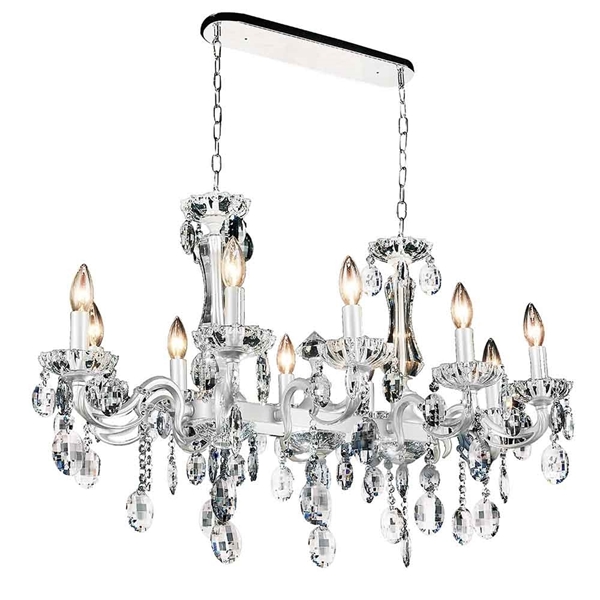 Picture of 37" 10 Light Up Chandelier with Pearl White finish