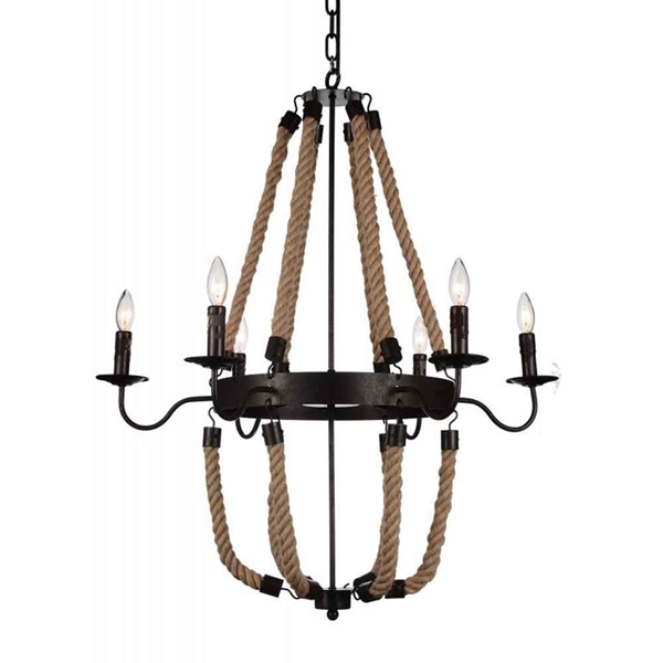 Picture of 37" 6 Light Up Chandelier with Rust finish