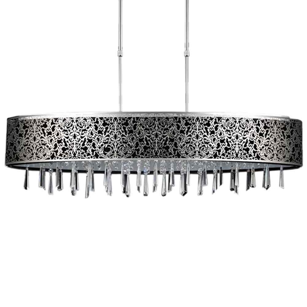 Picture of 38" 7 Light Drum Shade Chandelier with Satin Nickel finish