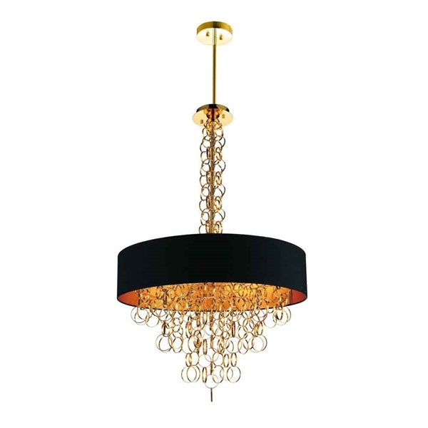 Picture of 38" 8 Light Drum Shade Chandelier with Gold finish