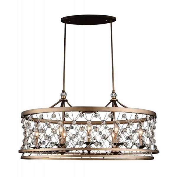 Picture of 38" 8 Light Up Chandelier with Speckled Bronze finish