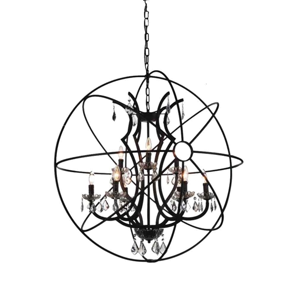 Picture of 38" 9 Light Up Chandelier with Brown finish