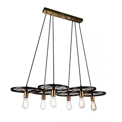 41" 6 Light Down Chandelier with Black & Gold finish