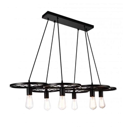 41" 6 Light Down Chandelier with Black finish