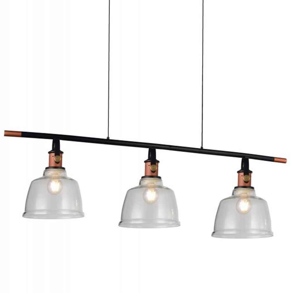 Picture of 47" 3 Light Pool Table Light with Black & Copper finish