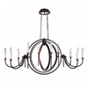 Picture of 48" 10 Light Candle Chandelier with Golden Brown finish