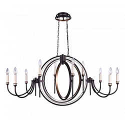 48" 10 Light Candle Chandelier with Golden Brown finish