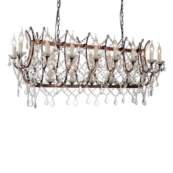 49" 21 Light Up Chandelier with Light Brown finish