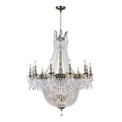 56" 24 Light Up Chandelier with Antique Brass finish