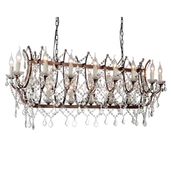 58" 24 Light Up Chandelier with Light Brown finish