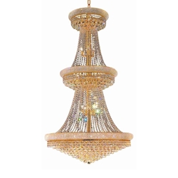 66" 34 Light Down Chandelier with Gold finish
