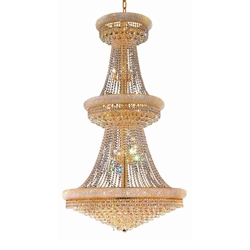 69" 38 Light Down Chandelier with Gold finish